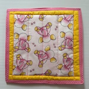 Pot Holder Potholder Thick Hot Pad NEW Handmade Elephants Square Pink Yellow